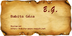 Babits Géza névjegykártya